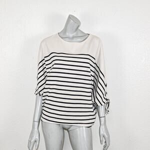 MILKFED. Japan Women's batwing Boxy Blouse Beige Striped One Size